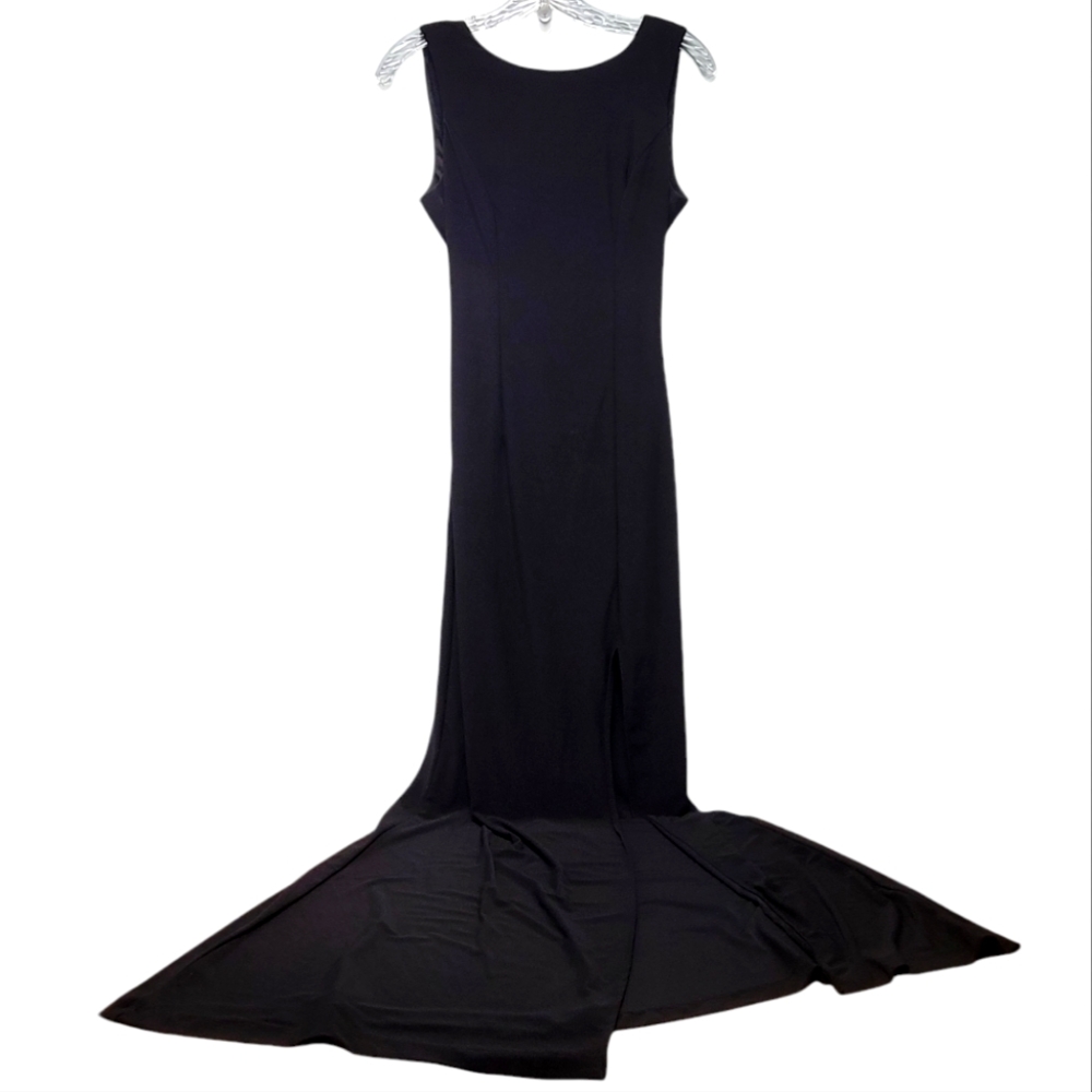 B. DARLIN | Black Evening Gown with Scoop Pearl Back, Sz. 5/6